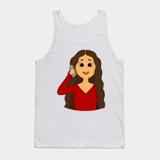 Chatty Character Illustration Tank Top